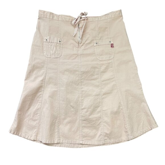 XCVI Wearables Womens Drawstring A-Line Skirt Size Medium‎ Cotton Pockets Peach - Picture 1 of 9